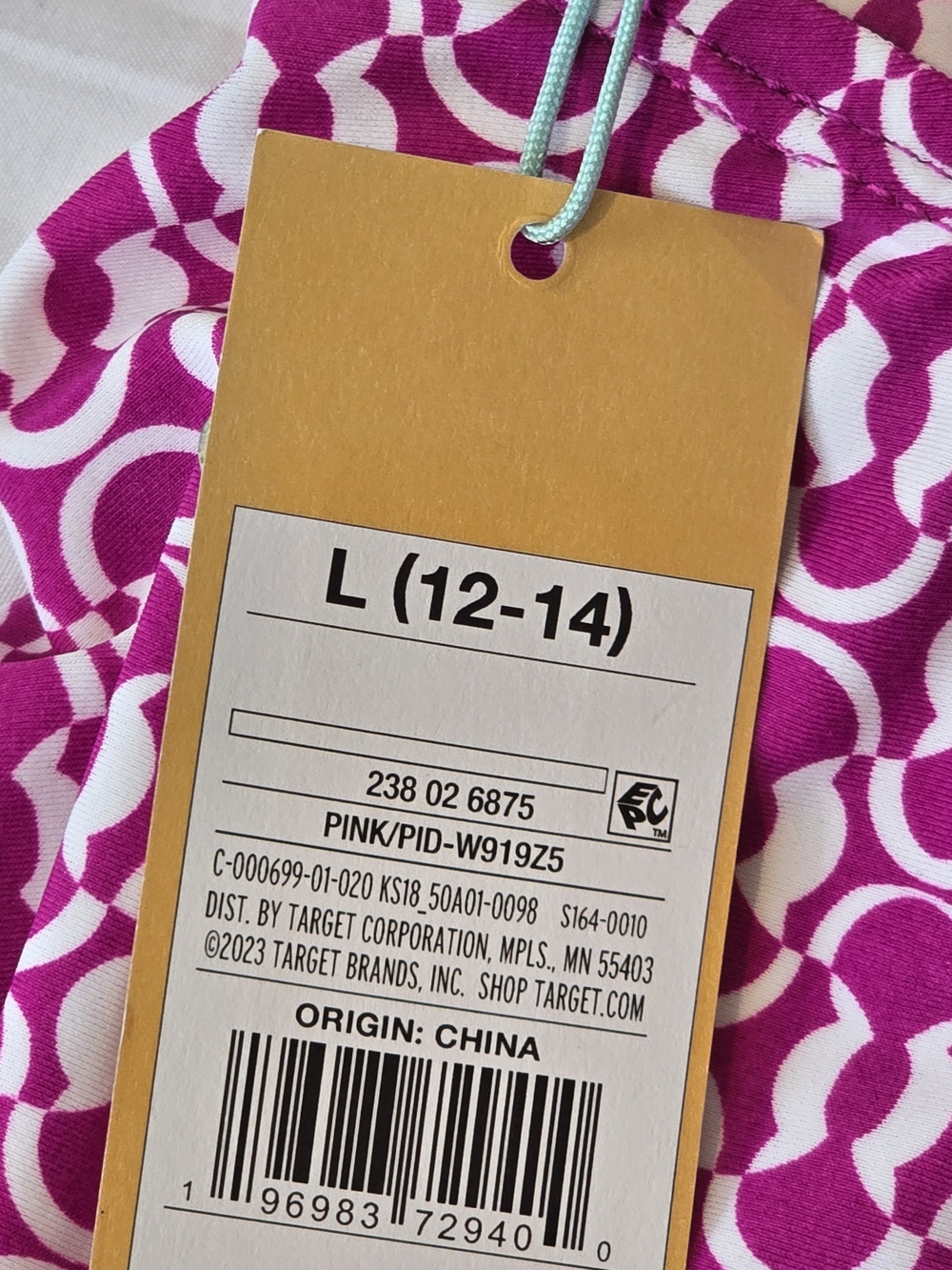 Kona Sol Fuchsia Pink Patterned Swim Tankini Top. Size L. 12/14. NWT - Picture 6 of 6